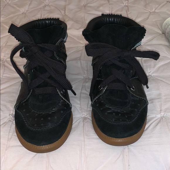 Isabel Marant Black Suede+Leather Bobby Wedge Sz39 - Picture 1 of 3